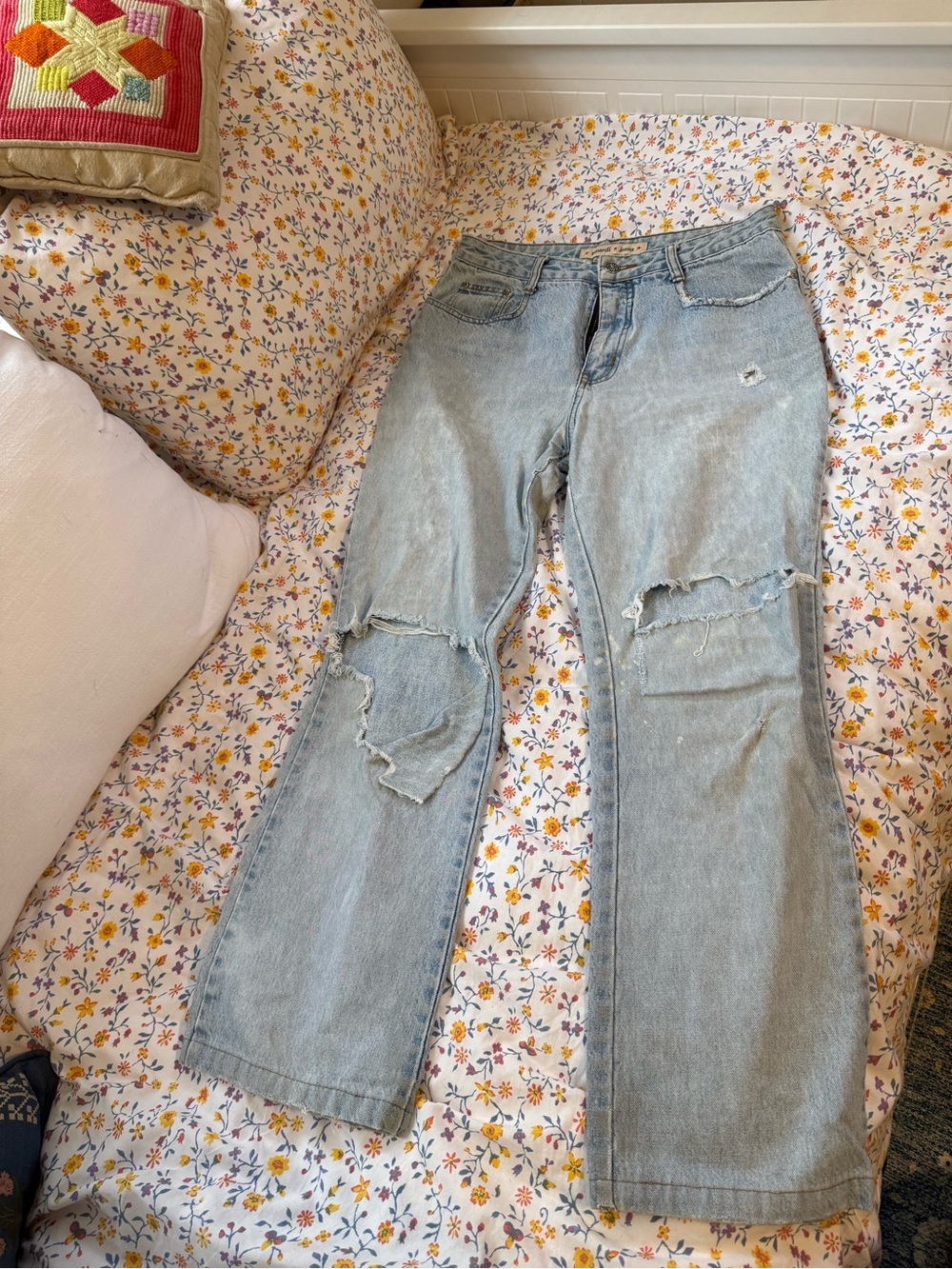 Zana Di Light Blue Distressed Flare Jeans